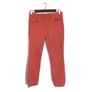 Tory Burch Sz 26 Alexa Cropped Skinny Jeans Pants Coral Pink Orange